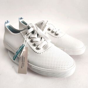 New Tommy Bahama Womens Sneakers 10 White Faux Leather Lace Up Shoes Perforated